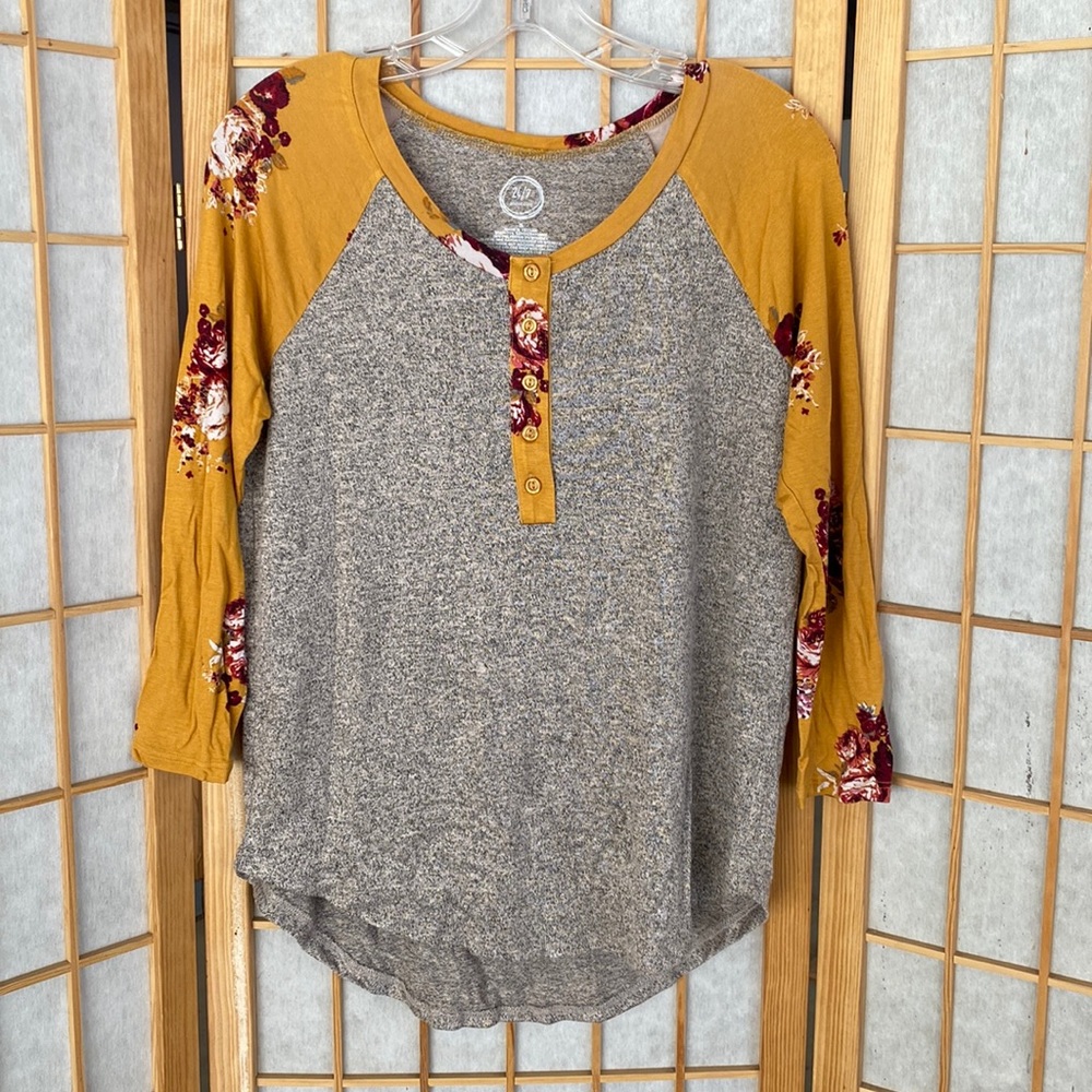 Yellow Floral Baseball Tee